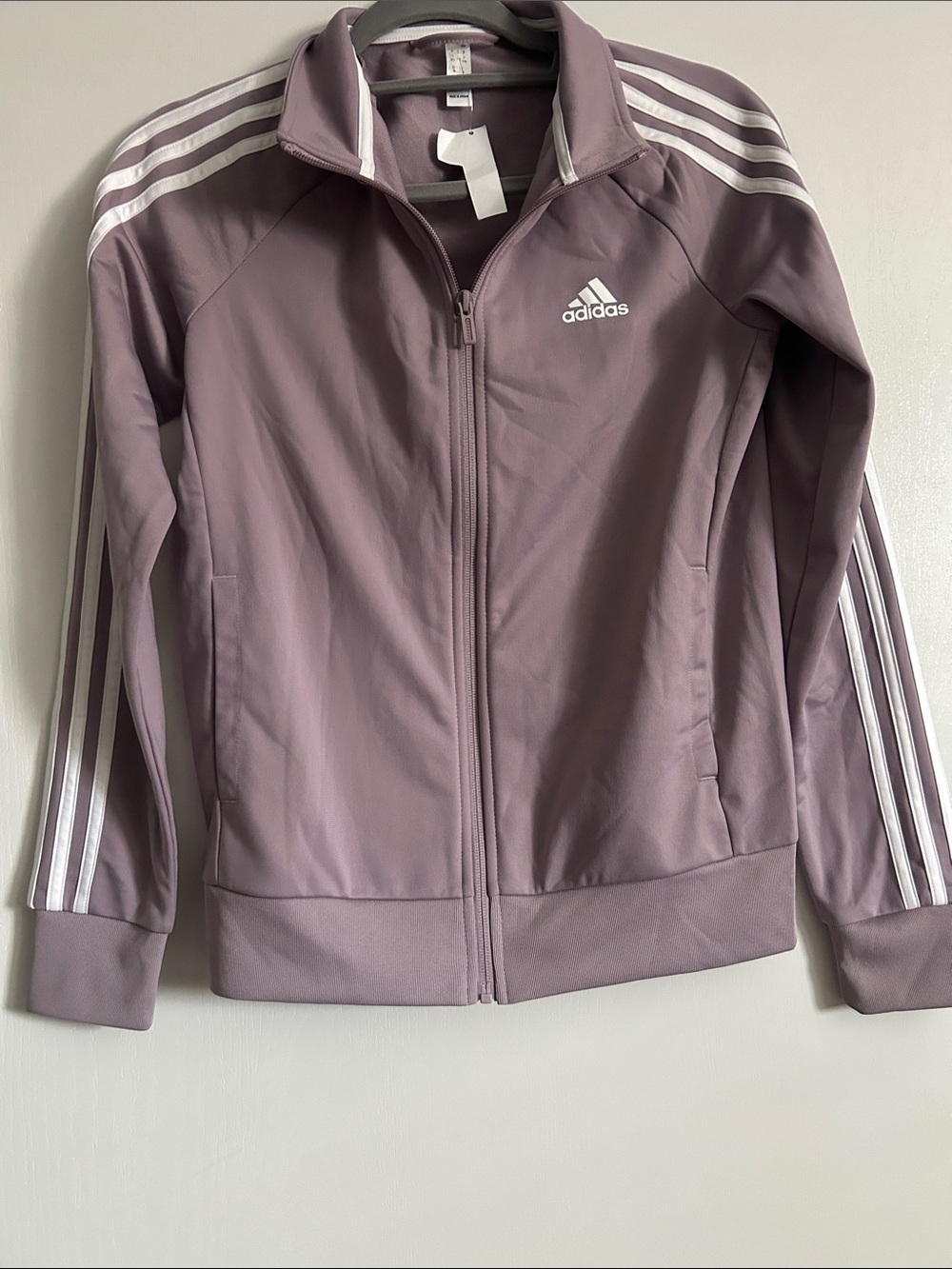 adidas Girls' Lavender Track Jacket with White Stripes